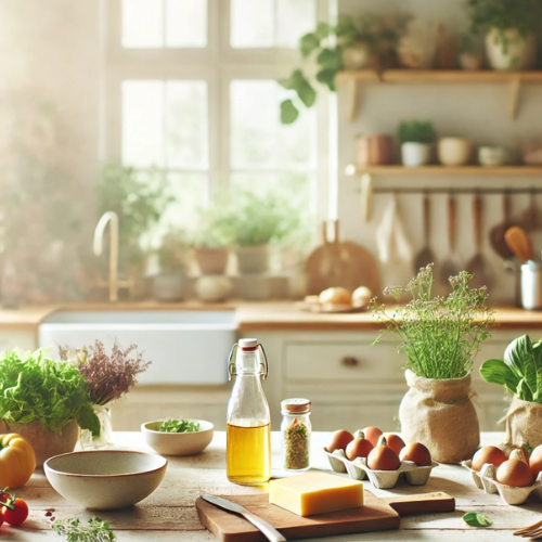 Kitchen with ingredients on counter