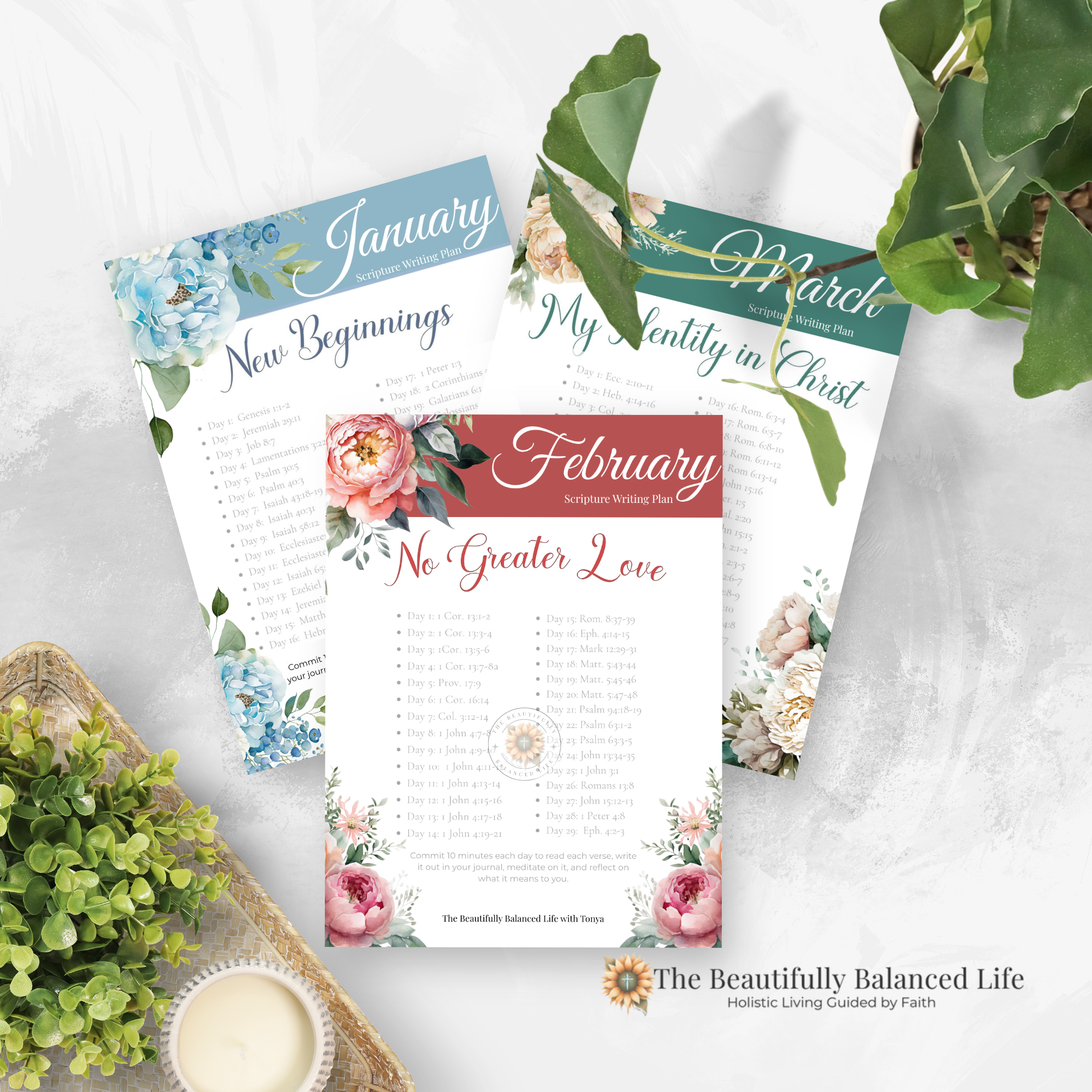 Monthly Scripture Writing Lists