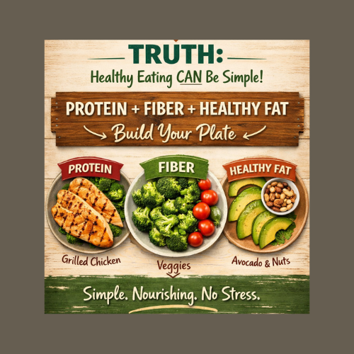 Healthy family meals on a simple balanced plate.